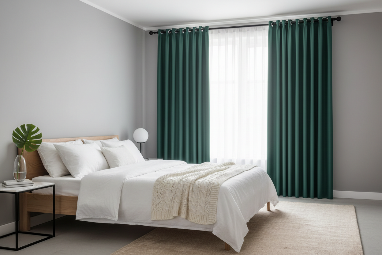 Chambre élégante avec rideaux EMERESCO et anneaux