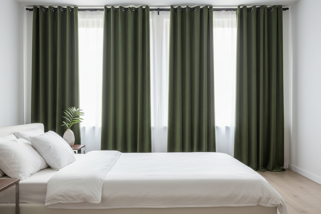 Chambre élégante avec rideaux EMERO et anneaux