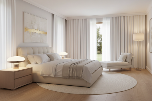 Chambre luxueuse avec rideaux blanc