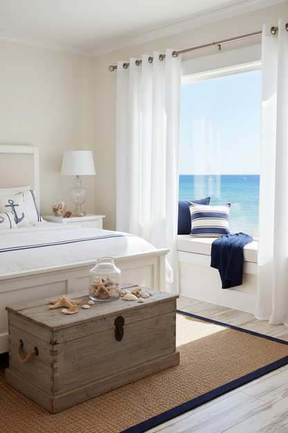 Chambre nautique rideau long