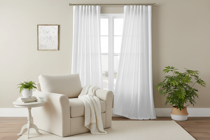 Coin lecture avec rideau blanc SERENA