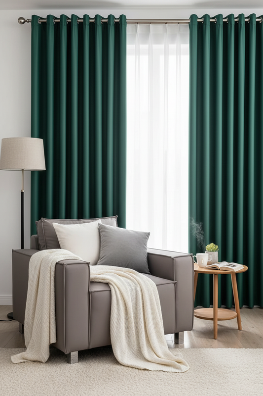 Coin lecture avec rideaux EMERESCO et anneaux