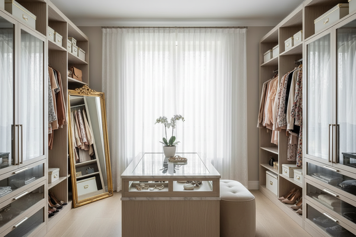 Dressing avec rideau Homyra - texture authentique