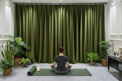 Espace méditation avec rideaux EMERO et anneaux