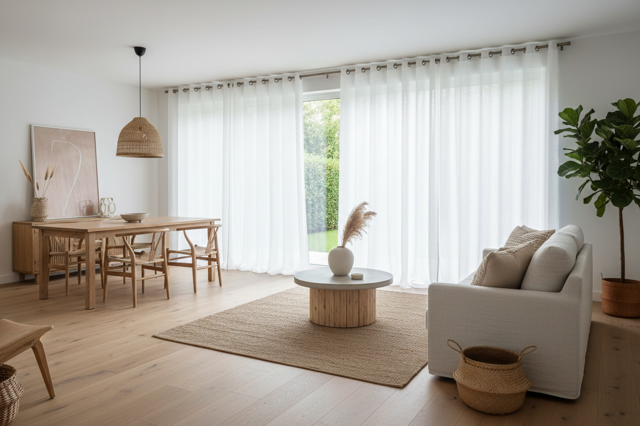 Espace ouvert rideau blanc