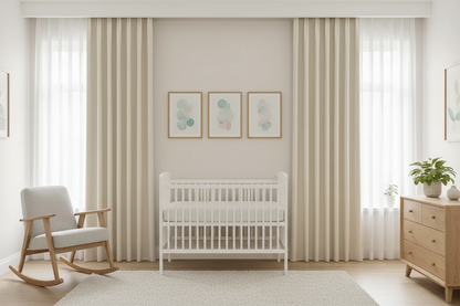 Nursery avec rideau beige AURA 2