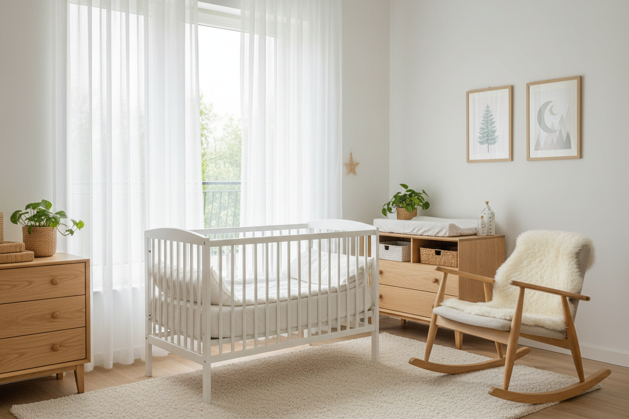 Nursery avec rideau Homyra ultra-transparent
