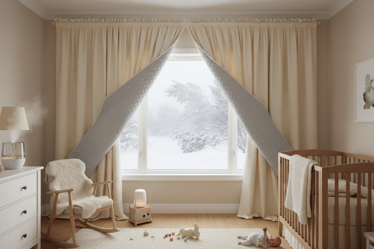 Rideau beige matelassé bébé