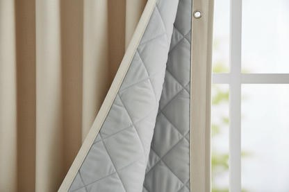 Rideau beige matelassé couche isolante