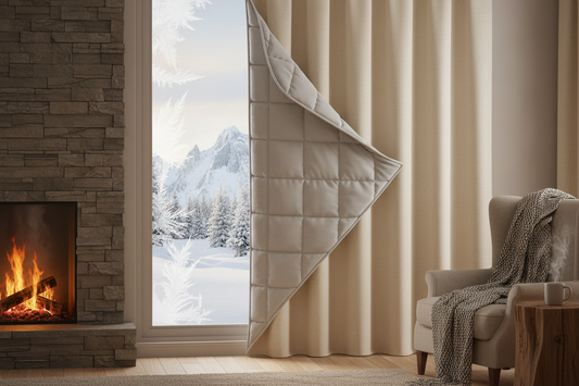 Rideau beige matelassé froid polaire