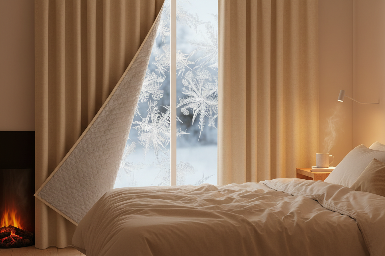 Rideau beige matelassé givre