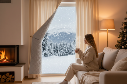 Rideau beige matelassé neige