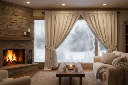 Rideau beige matelassé tempête