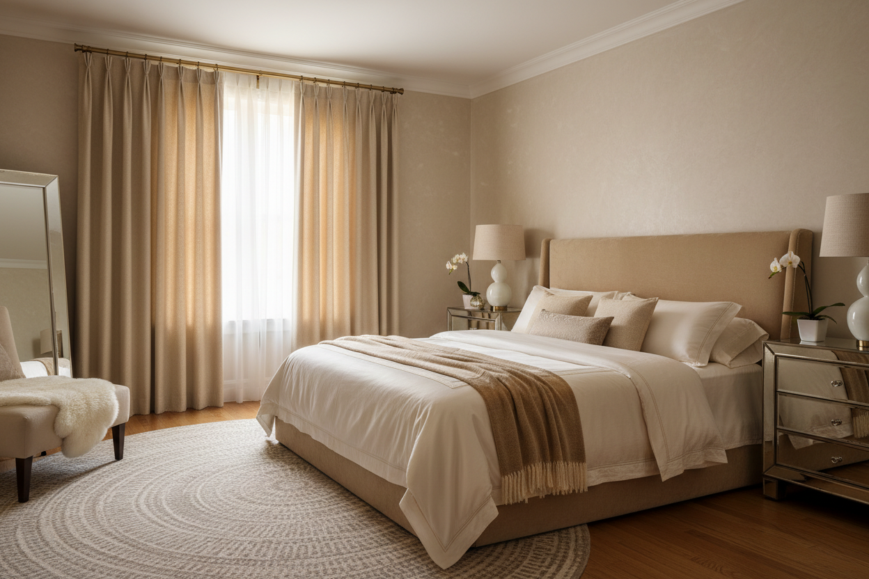 Rideau beige SIENNA - Chambre principale