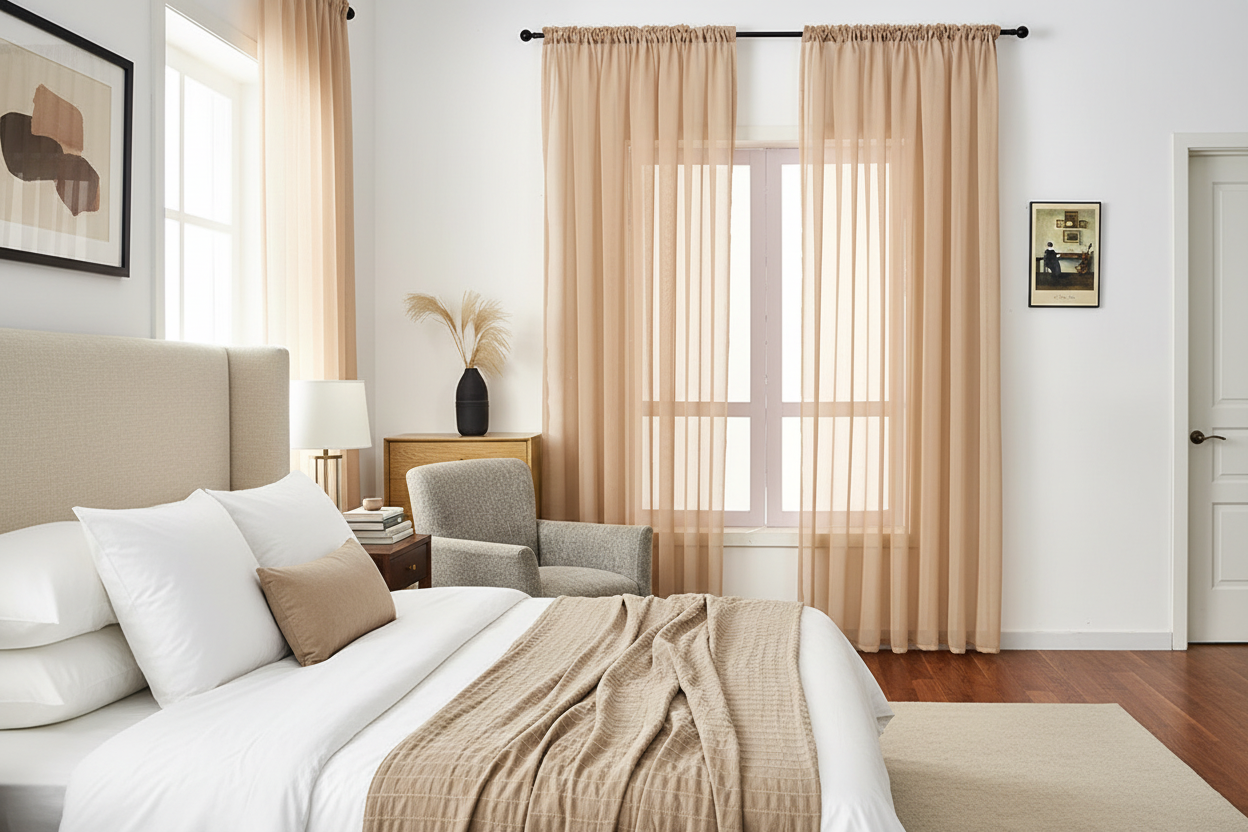 Rideau beige voilage Prestigia - Style boutique hôtel