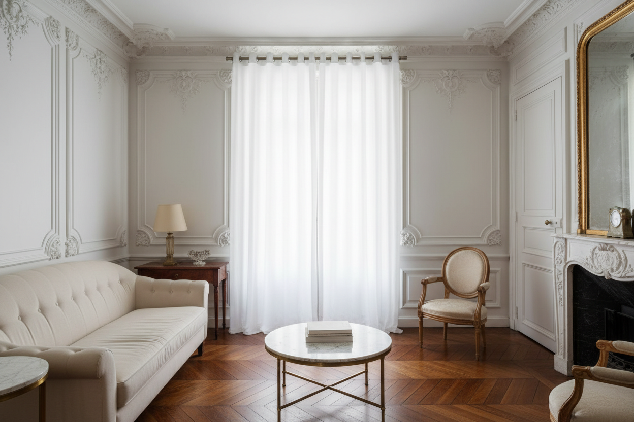 Rideau blanc occultant Sovereigna - Appartement Haussmannien
