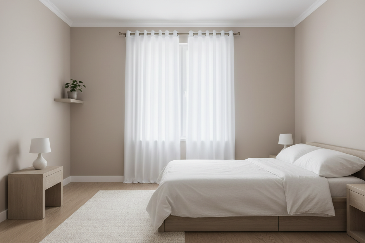 Rideau blanc occultant Sovereigna - Chambre moderne minimaliste