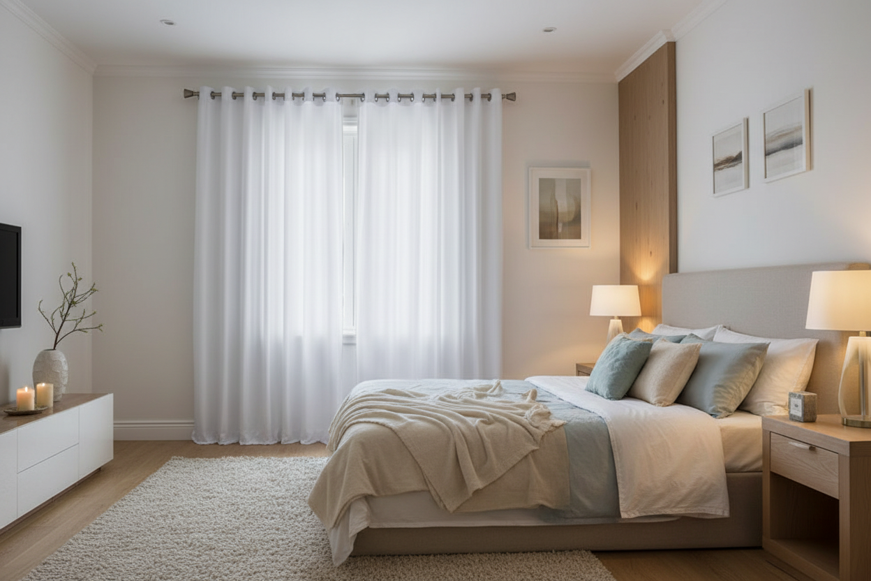 Rideau blanc occultant Sovereigna - Espace spa-luxe