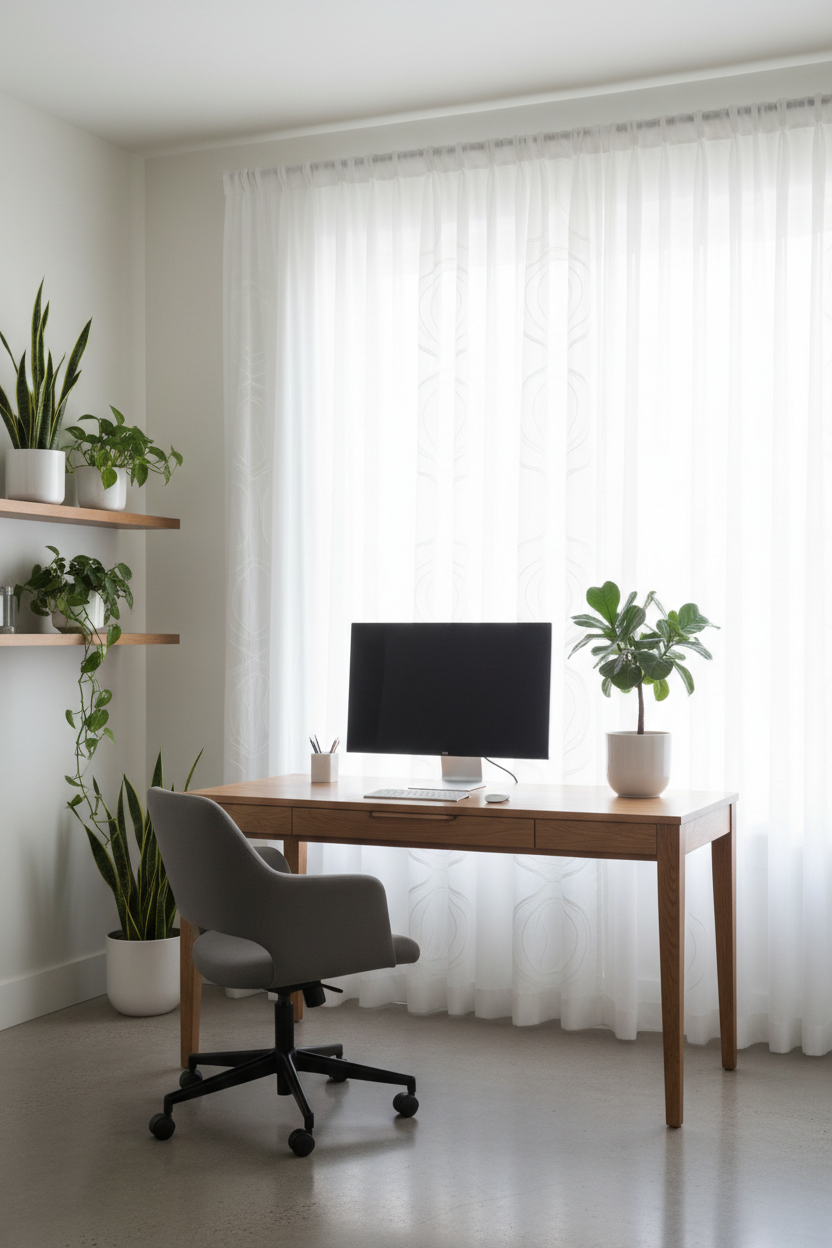 Rideau blanc relief 3D bureau