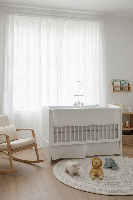 Rideau blanc relief 3D nursery