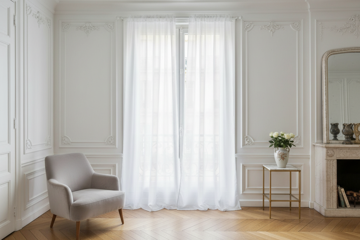 Rideau blanc voilage Tissaria - Appartement Haussmannien