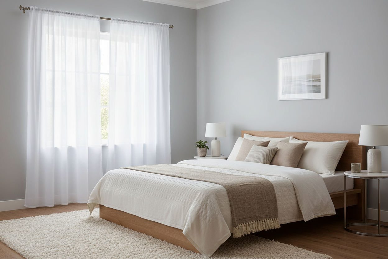 Rideau blanc voilage Tissaria - Chambre d'amis chic