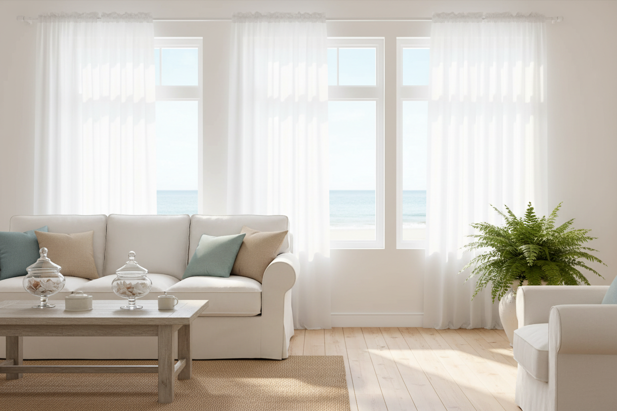 Rideau blanc voilage Tissaria - Intérieur coastal