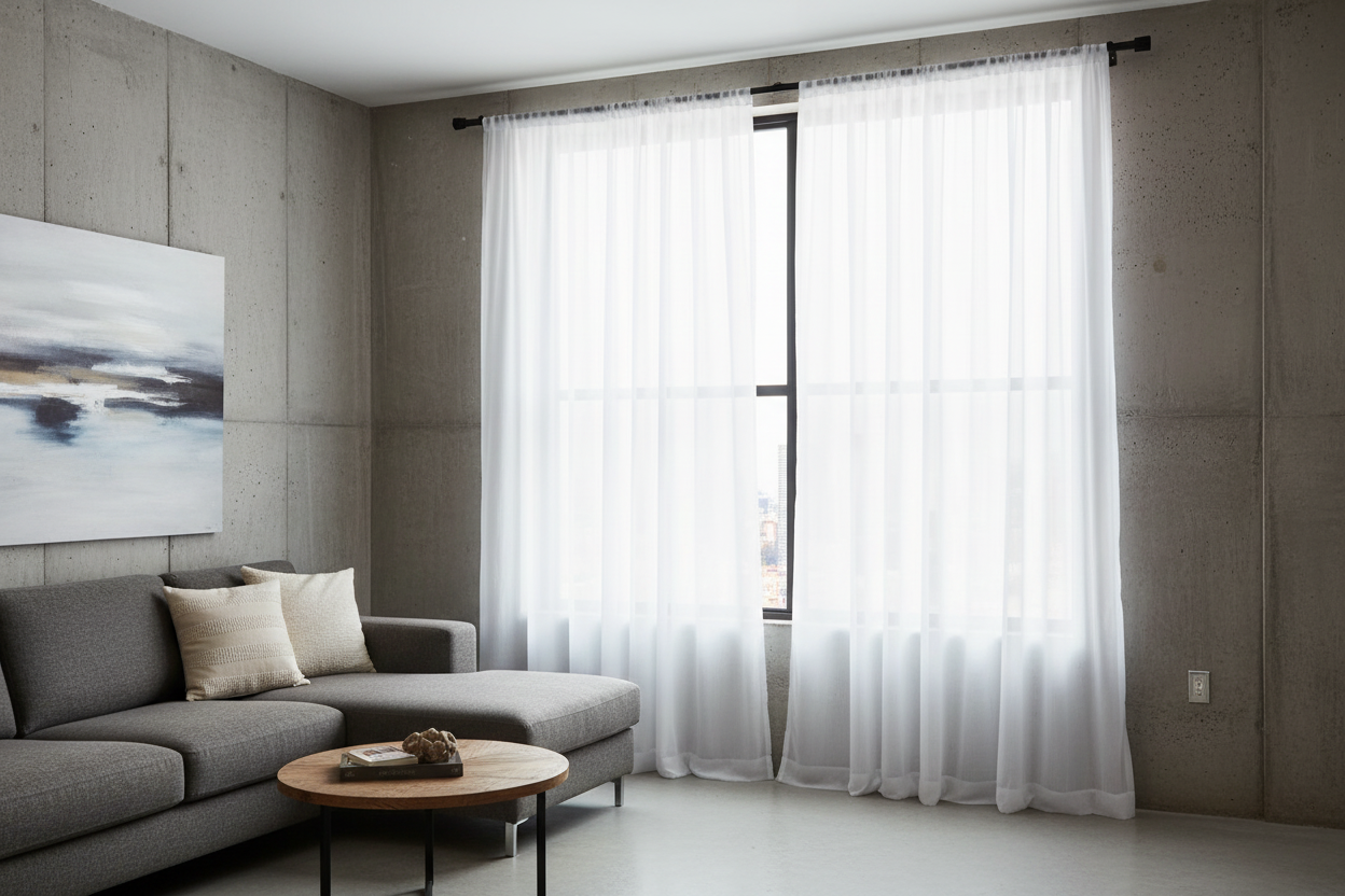 Rideau blanc voilage Tissaria - Loft industriel contemporain