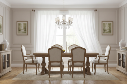 Rideau blanc voilage Tissaria - Salle à manger élégante