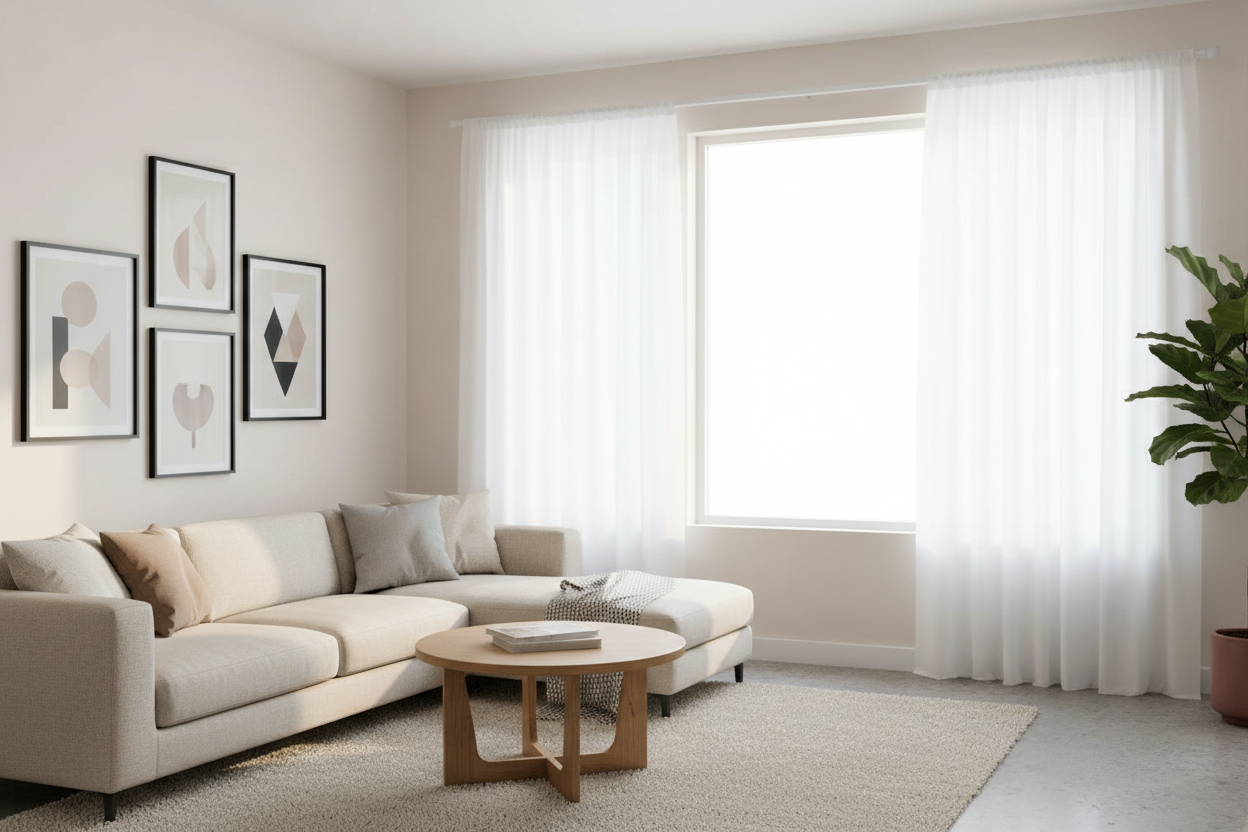 Rideau blanc voilage Tissaria - Salon contemporain