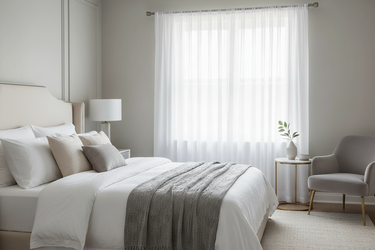 Rideau blanc voilage Tissaria - Style boutique hôtel