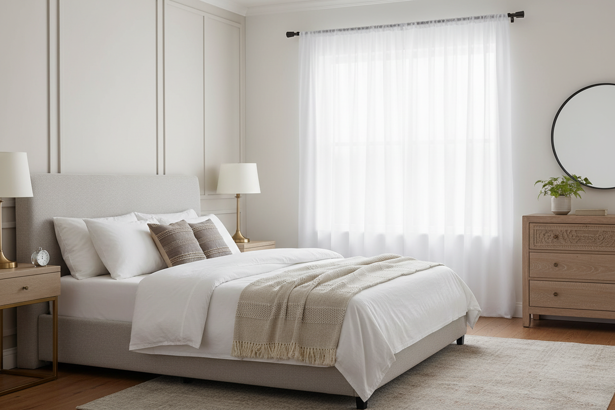 Rideau blanc voilage Tissaria - Style transitionnel