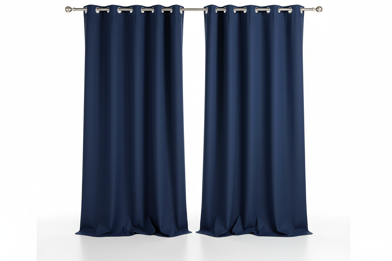 Rideau Bleu Marine 2 panneaux avec œillets