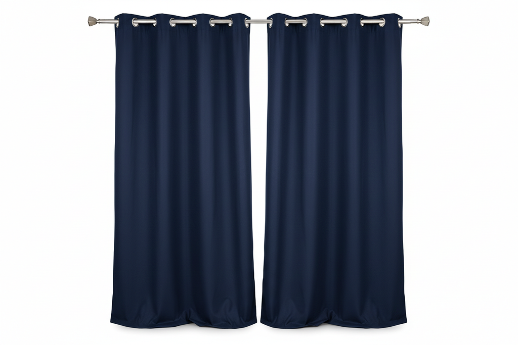 Rideau Bleu Marine 2 panneaux avec œillets