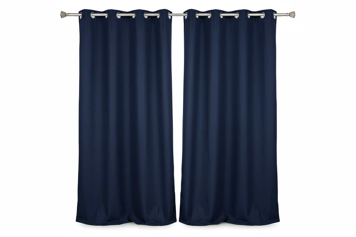 Rideau Bleu Marine 2 panneaux avec œillets