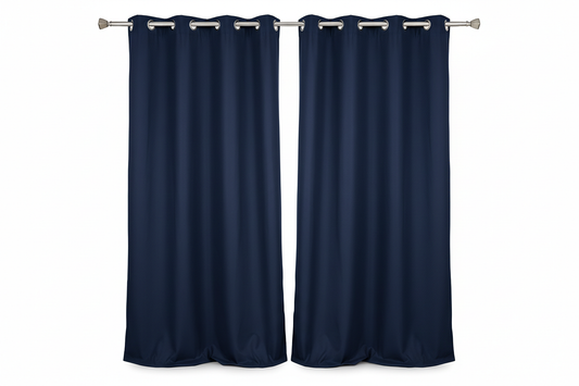 Rideau Bleu Marine 2 panneaux avec œillets