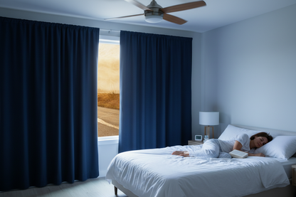 Rideau bleu marine matelassé canicule
