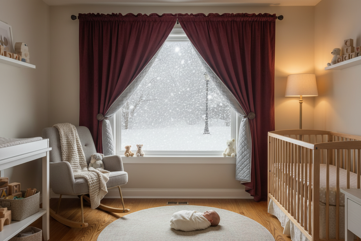 Rideau bordeaux matelassé bébé