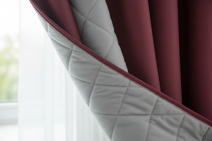 Rideau bordeaux matelassé couche isolante