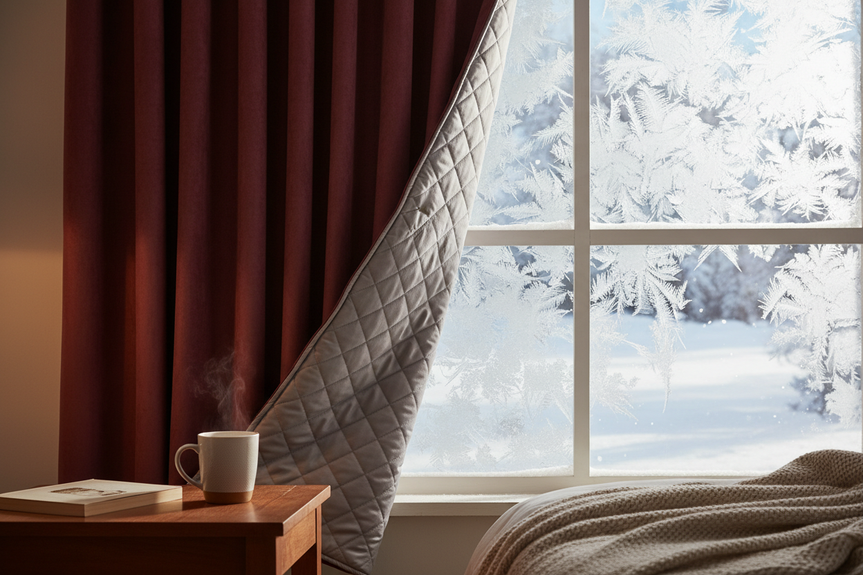 Rideau bordeaux matelassé givre