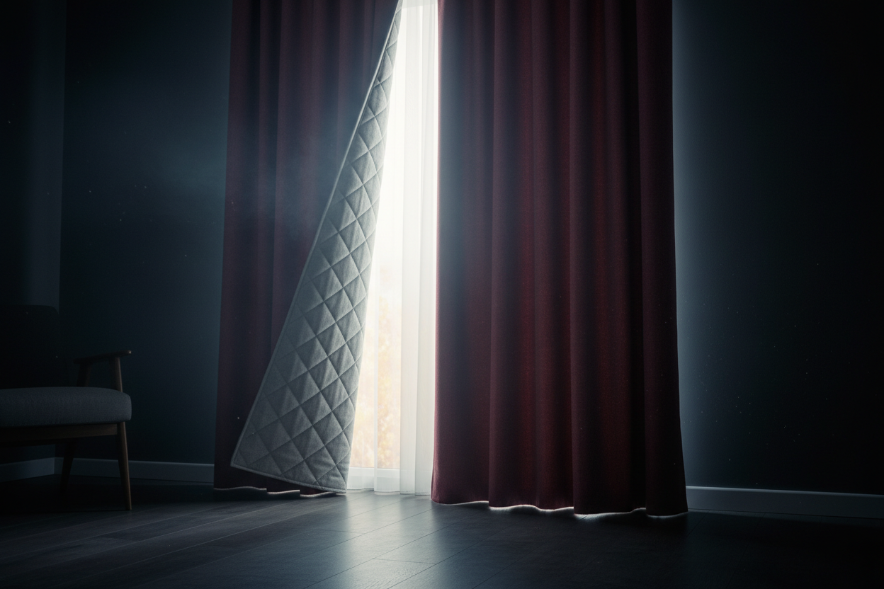 Rideau bordeaux matelassé rayons bloqués