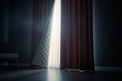 Rideau bordeaux matelassé rayons bloqués