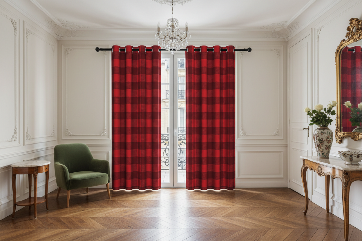 Rideau carreaux rouge et noir - Appartement Haussmannien