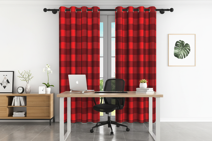 Rideau carreaux rouge et noir - Bureau moderne