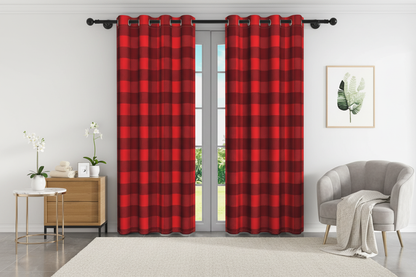 Rideau carreaux rouge et noir - Espace spa-luxe