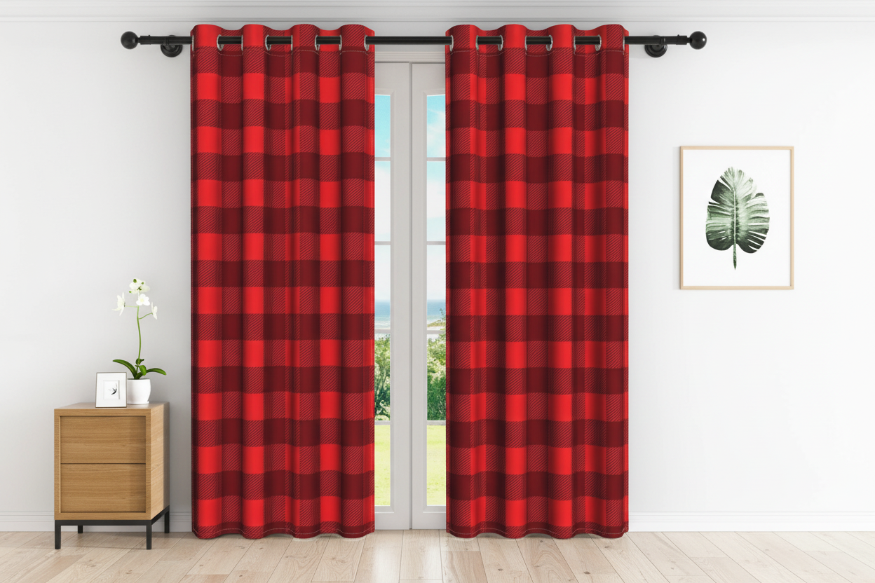 Rideau carreaux rouge et noir - Intérieur coastal