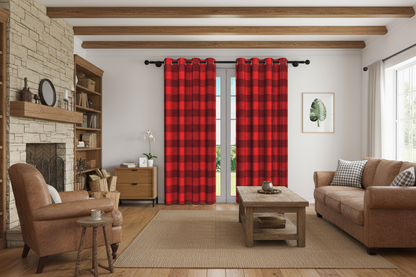 Rideau carreaux rouge et noir - Intérieur farmhouse rustique