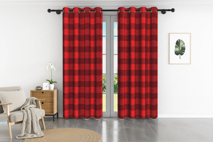 Rideau carreaux rouge et noir - Intérieur scandinave