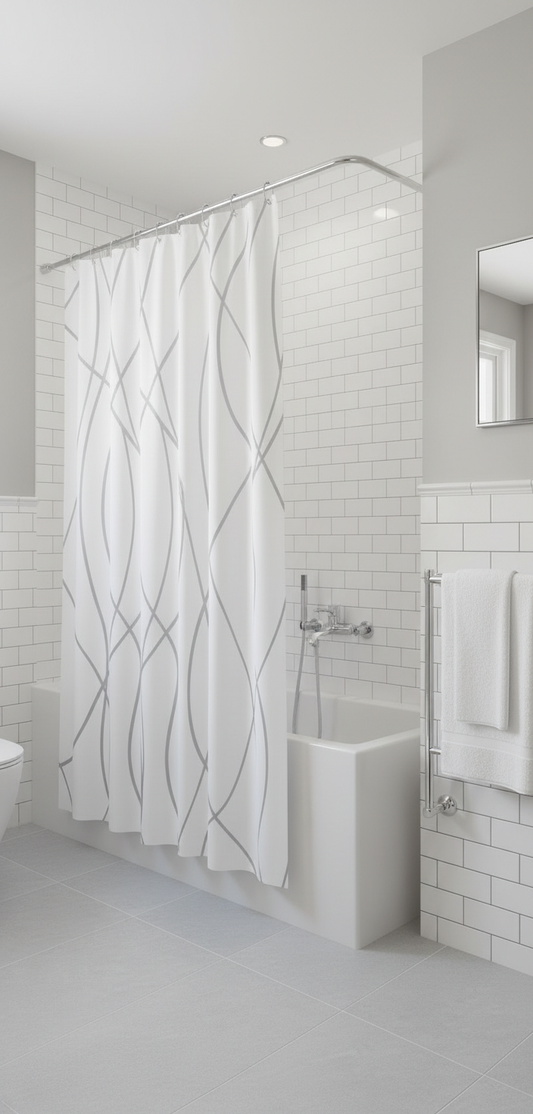 Rideau douche 81SH blanc lignes grises - Baignoire classique 2