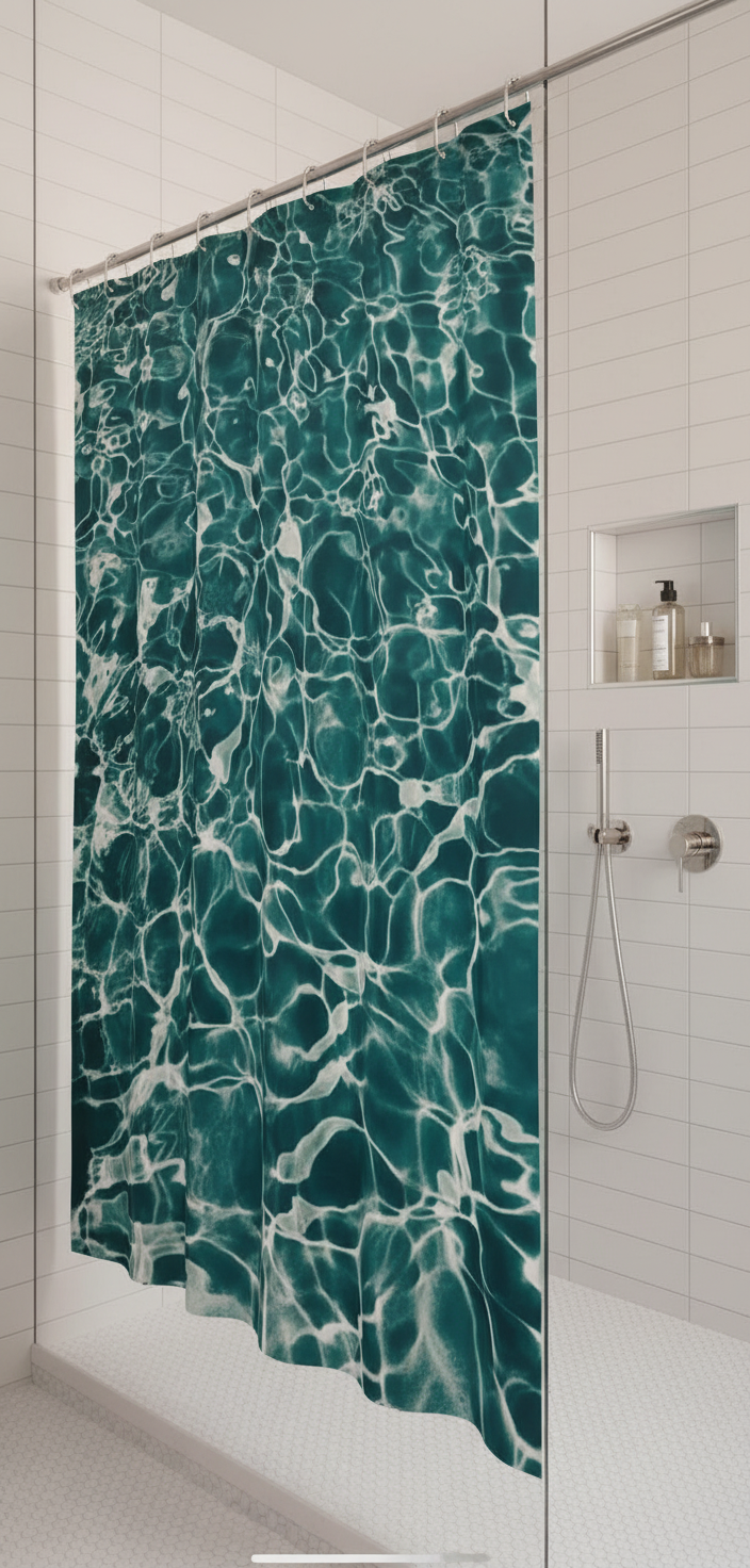 Rideau douche eau turquoise - Douche contemporaine 2